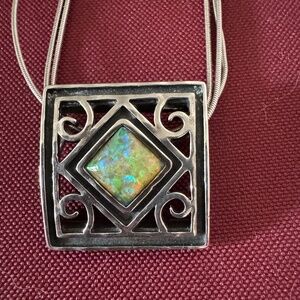 FIRE OPAL necklace sterling silver